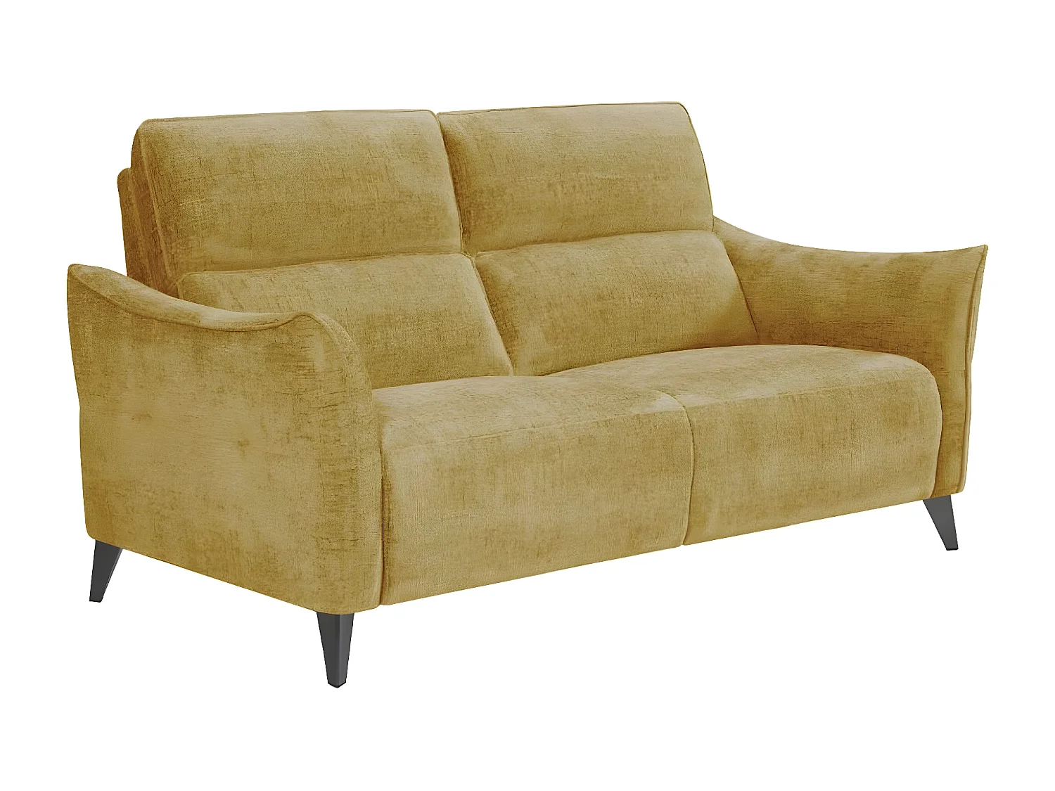 Bakay elektrische relaxbank van zacht en pluche chenillestof-Kleur Kerrie geel-Aantal plaatsen) 2 vaste plaatsen