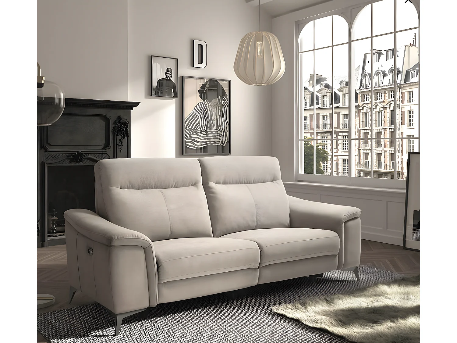 Canapé microfibre Kuiza-Beige clair-2 places relax électrique