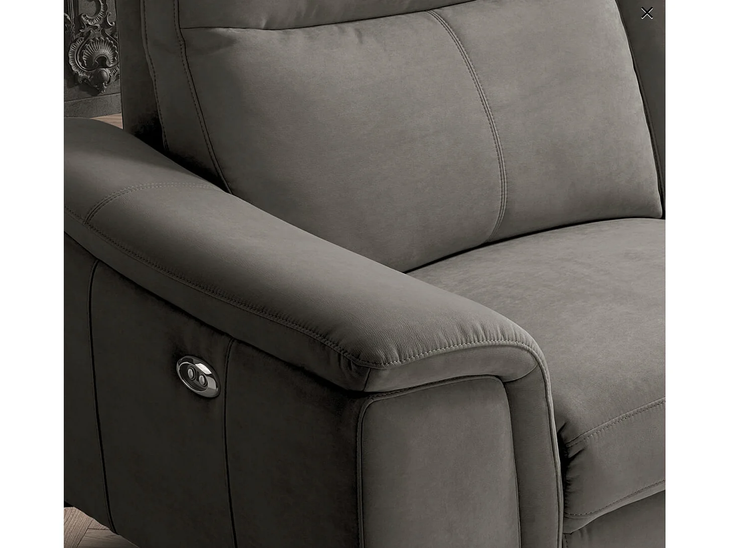 Canapé microfibre Kuiza-Gris foncé-2 places relax électrique
