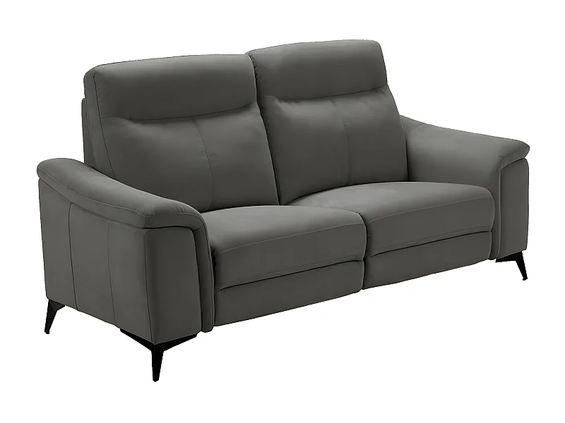 Kuiza microvezel elektrische relaxbank-Kleur Donkergrijs-Aantal plaatsen) 2 elektrische relaxstoelen