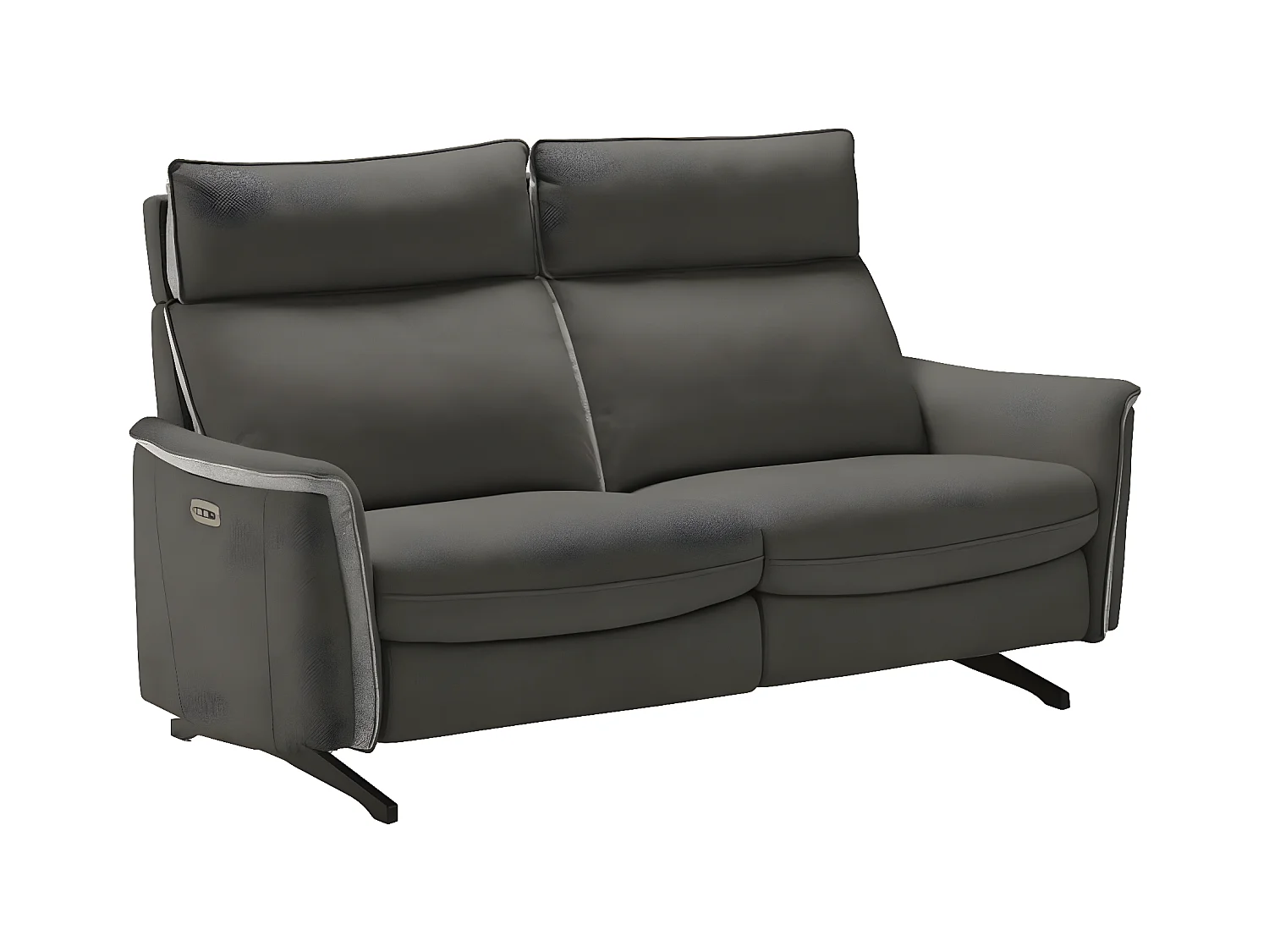 Canapé de relaxation électrique tissu chiné Riloza-Couleur Gris foncé-3 places relax électrique