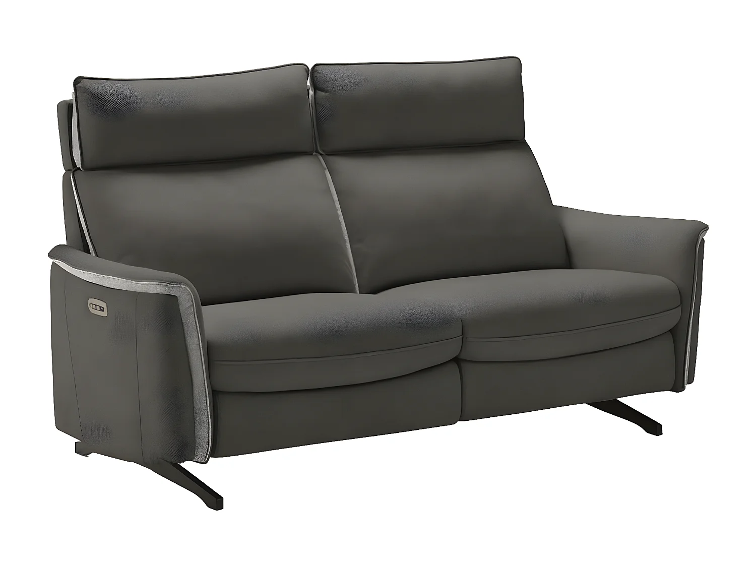 Canapé de relaxation tissu chiné Riloza-Gris foncé-3 places relax électrique