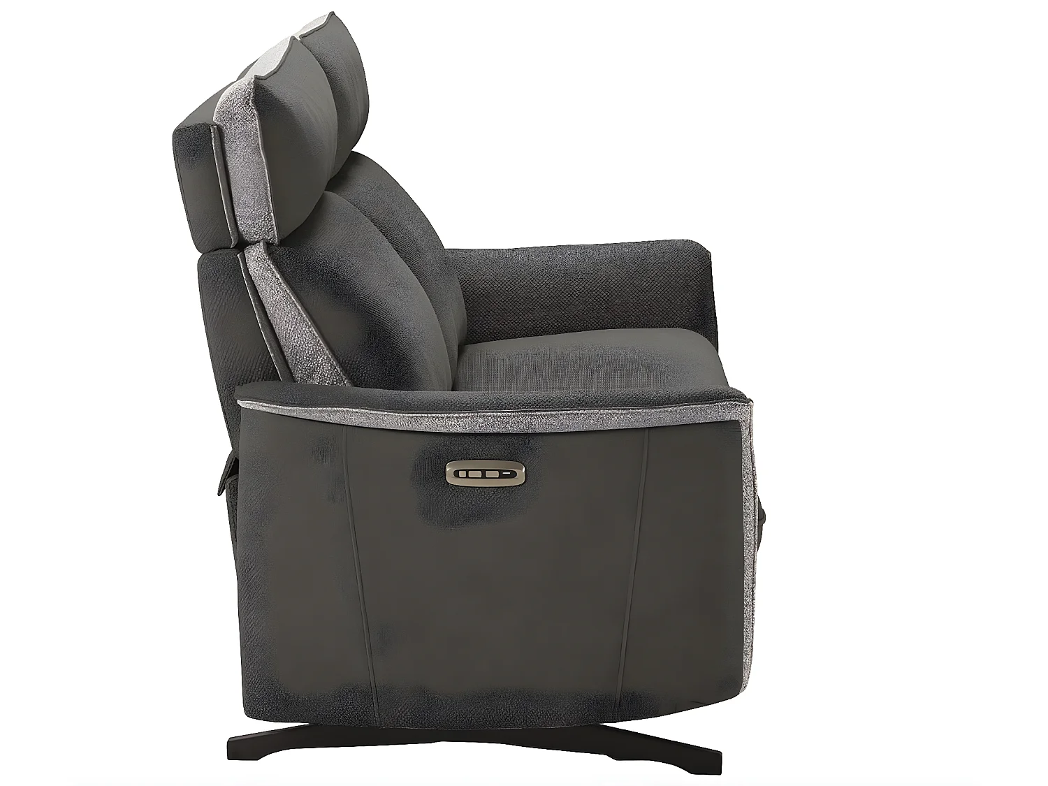 Canapé de relaxation tissu chiné Riloza-Gris foncé-3 places relax électrique