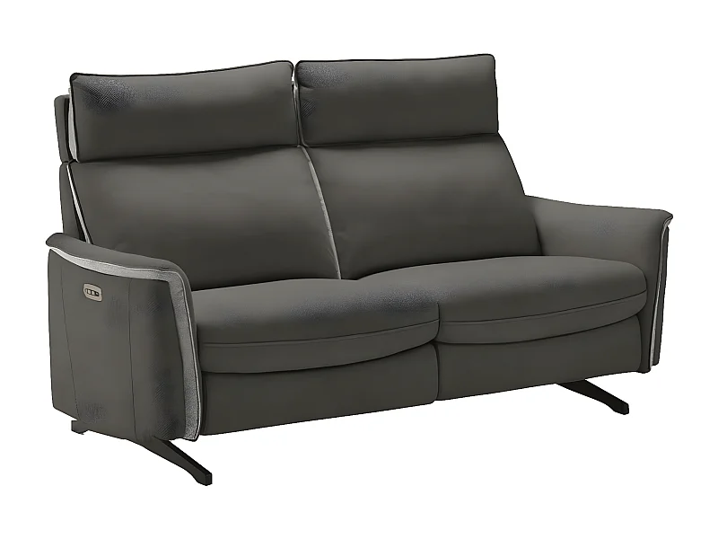 Elektrische relaxbank Riloza gemêleerde stof-Kleur Donkergrijs-Aantal plaatsen) 3-zits elektrische relax