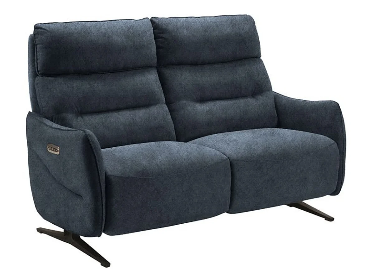 Sofá reclinable de microfibra Kondonia-Azul oscuro-Sistema Eléctrico-2 plazas