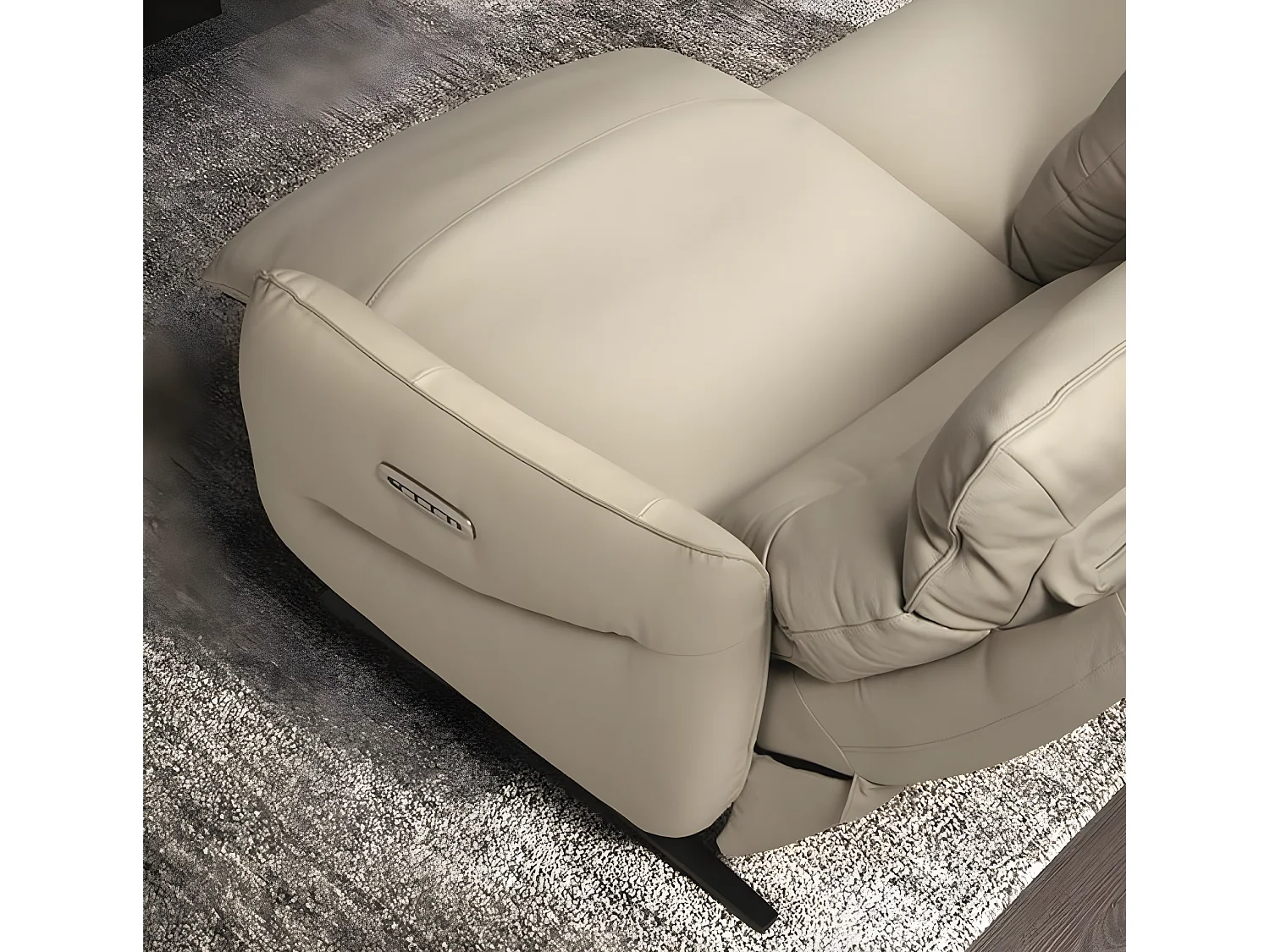 Canapé de relaxation en cuir Kondonia-Couleur Beige-Système Fixe - sans relax-2 places