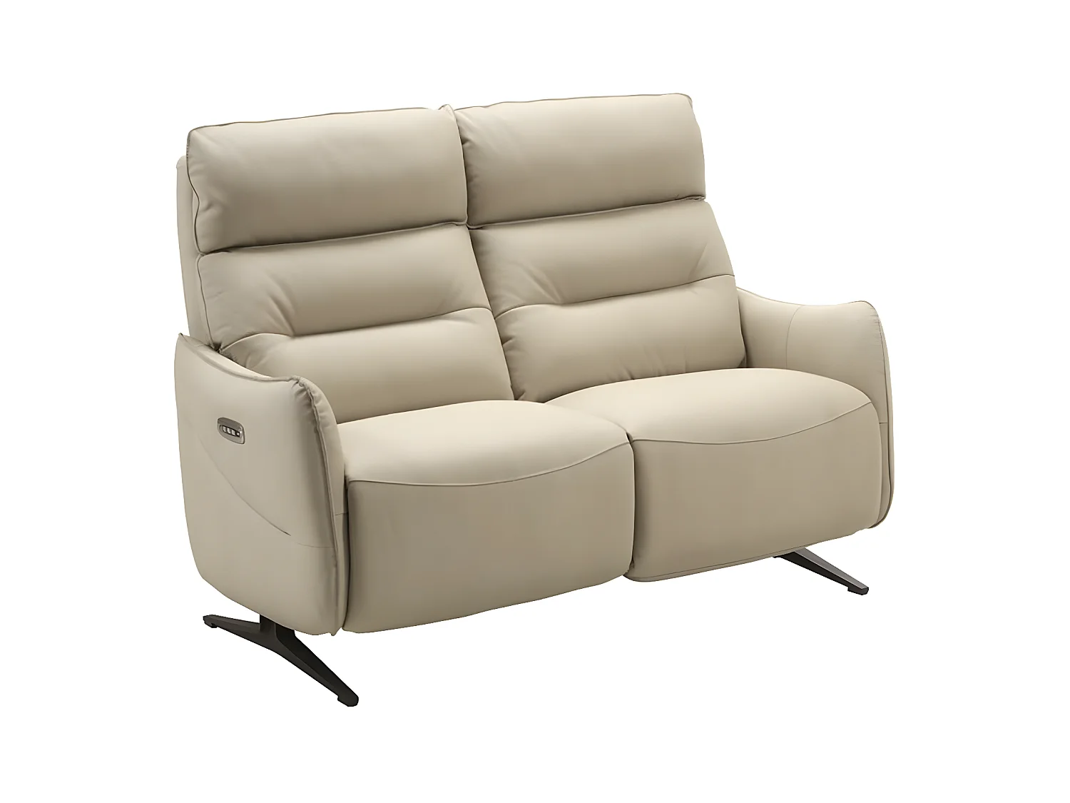 Canapé de relaxation en cuir Kondonia-Couleur Beige-Système Fixe - sans relax-2 places
