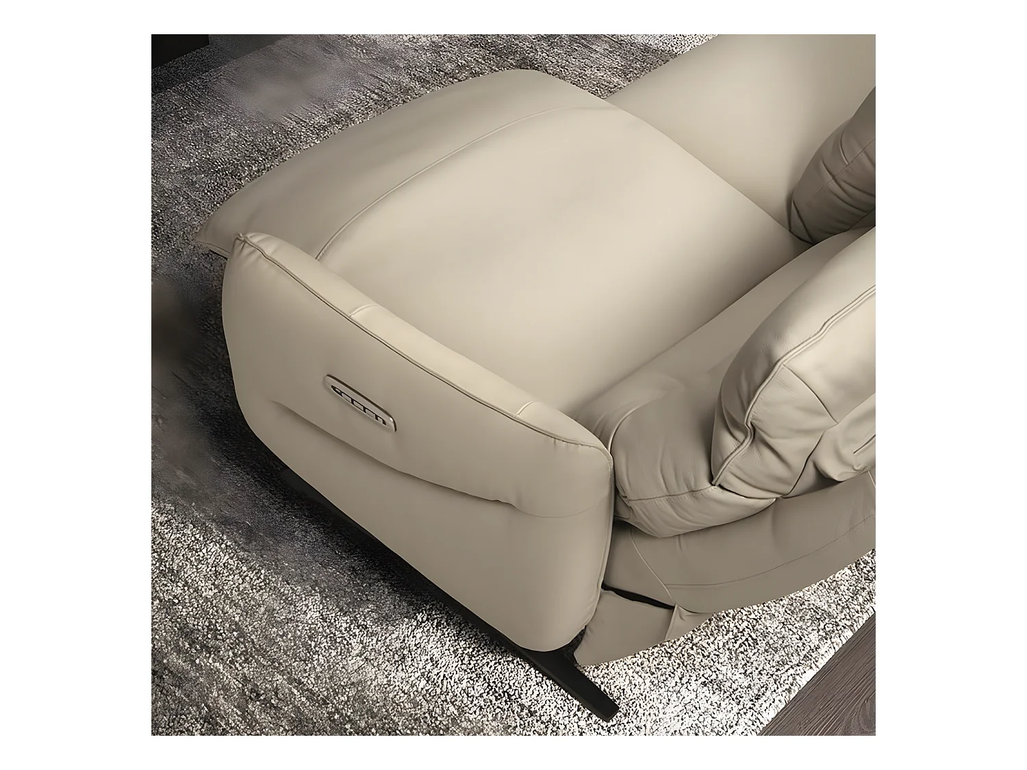 Kondonia leren relaxbank-Kleur Beige-Systeem Vast - zonder ontspanning-Aantal plaatsen) 2 zitplaatsen