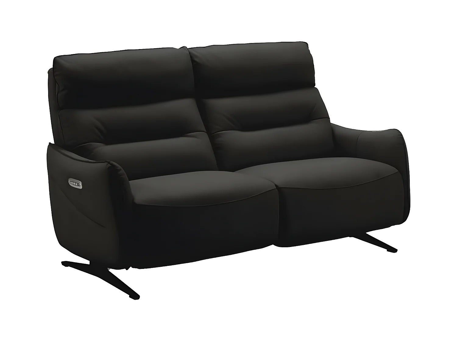 Kondonia leren relaxbank-Kleur Beige-Systeem Vast - zonder ontspanning-Aantal plaatsen) 2 zitplaatsen