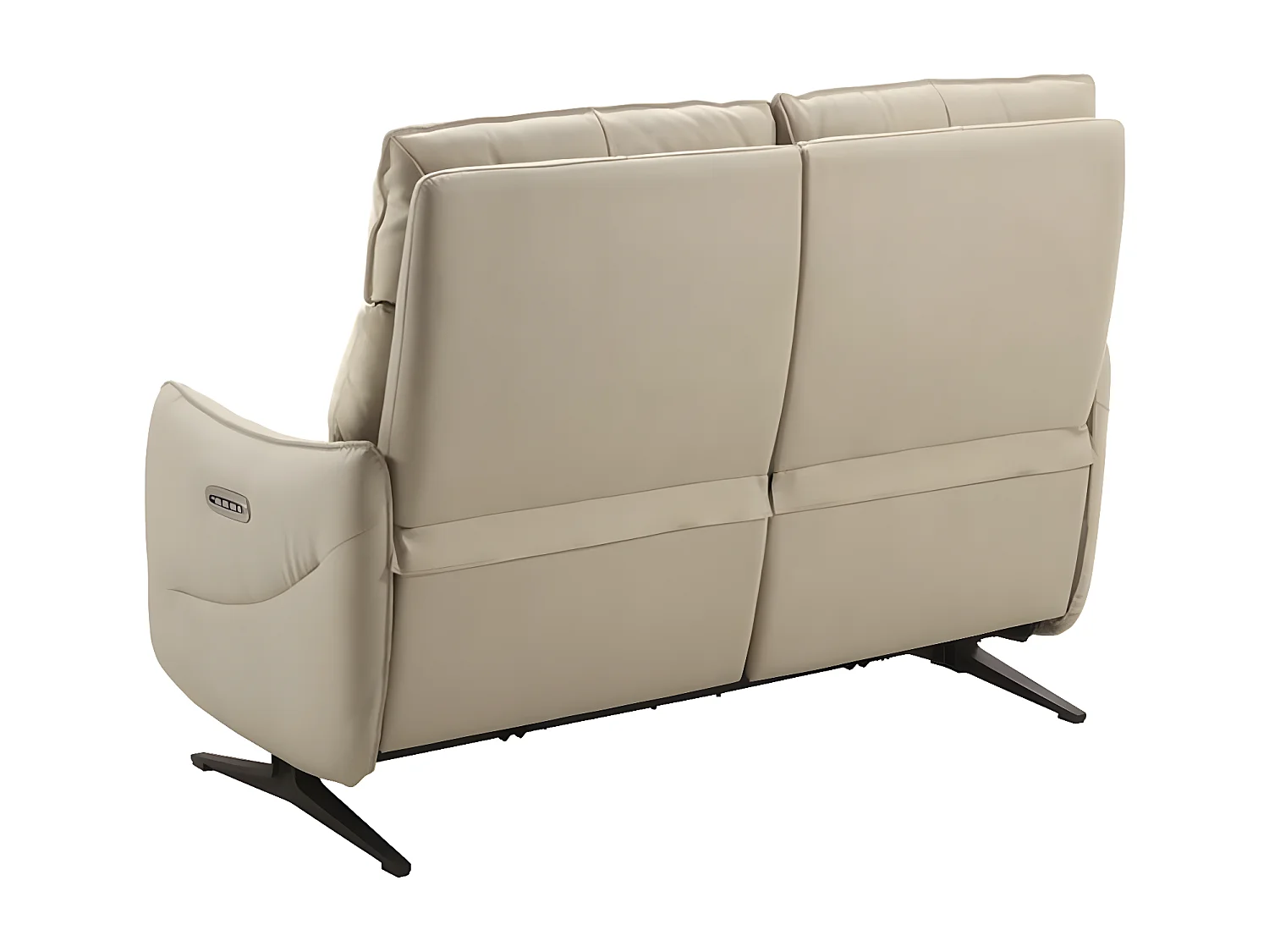 Canapé de relaxation en cuir Kondonia-Couleur Beige-Système Fixe - sans relax-2 places