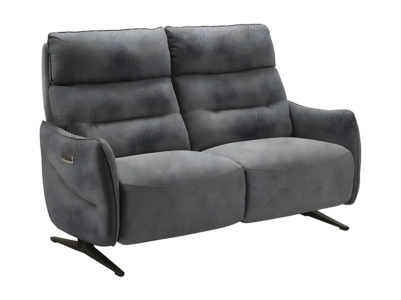Canapé de relaxation en microfibre Kondonia-Couleur Gris-Système Electrique-2 places