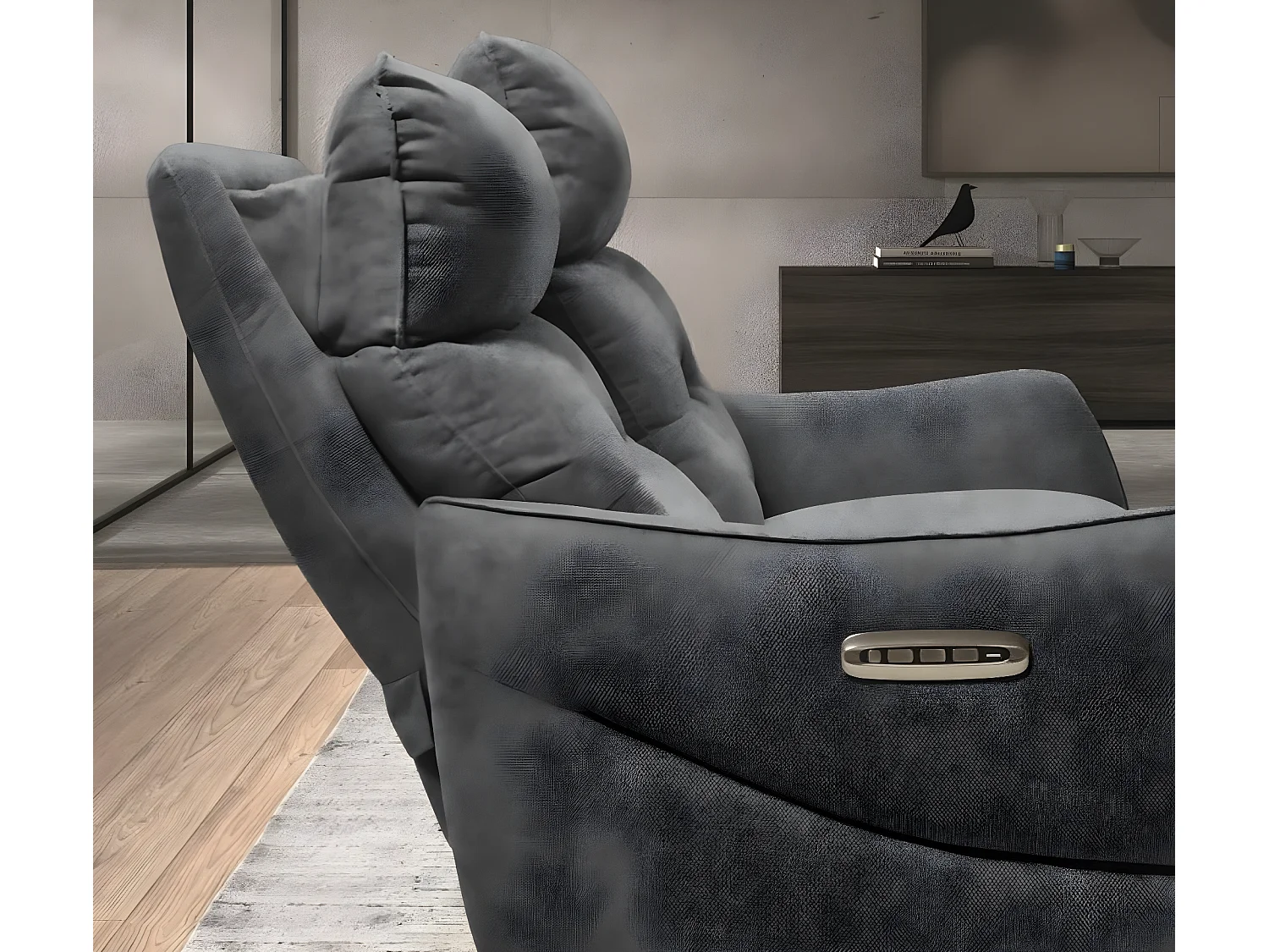 Canapé de relaxation en microfibre Kondonia-Couleur Gris-Système Electrique-2 places