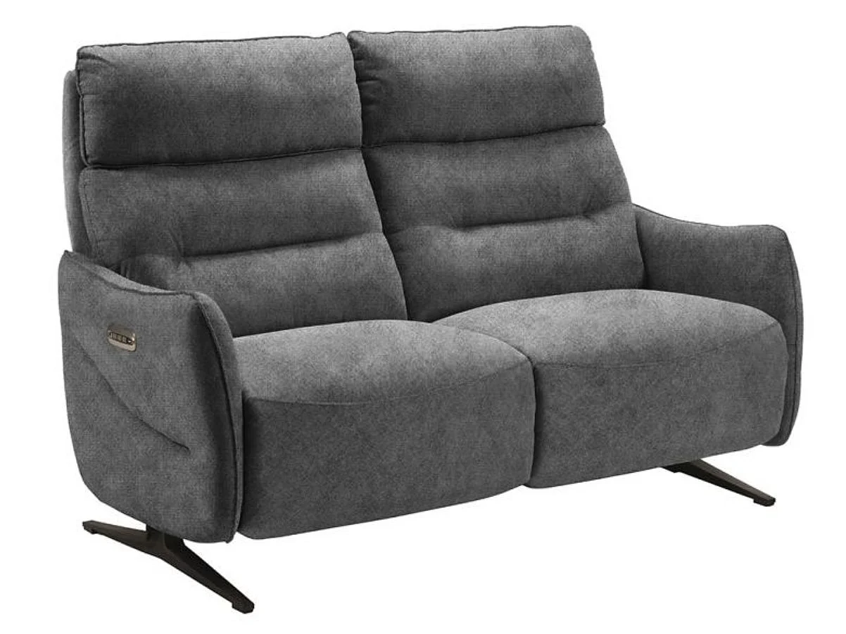 Sofá reclinable de microfibra Kondonia-Gris-Sistema Eléctrico-2 plazas