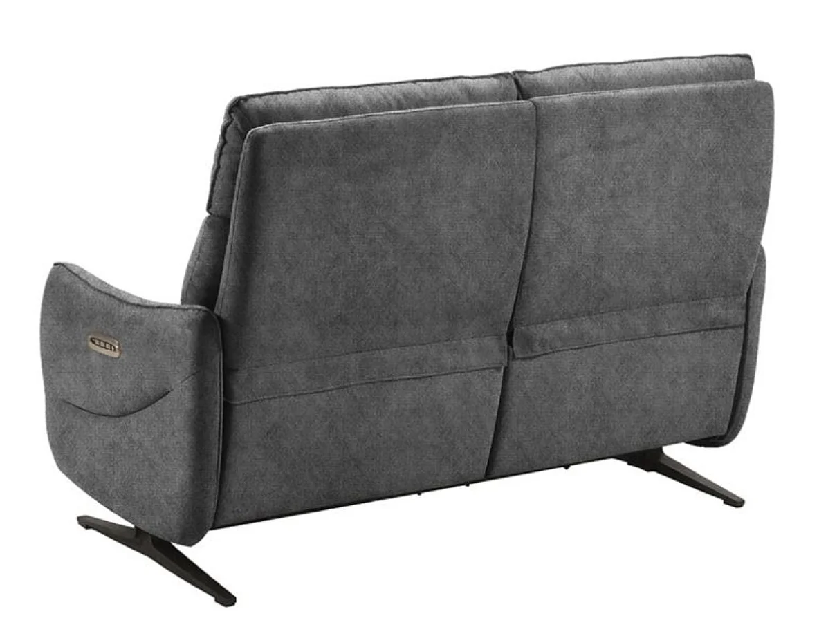 Sofá reclinable de microfibra Kondonia-Gris-Sistema Eléctrico-2 plazas