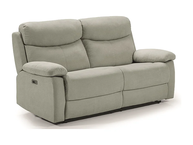Canapé de relaxation en tissu Kosta-Couleur Gris clair-3 places relax électrique