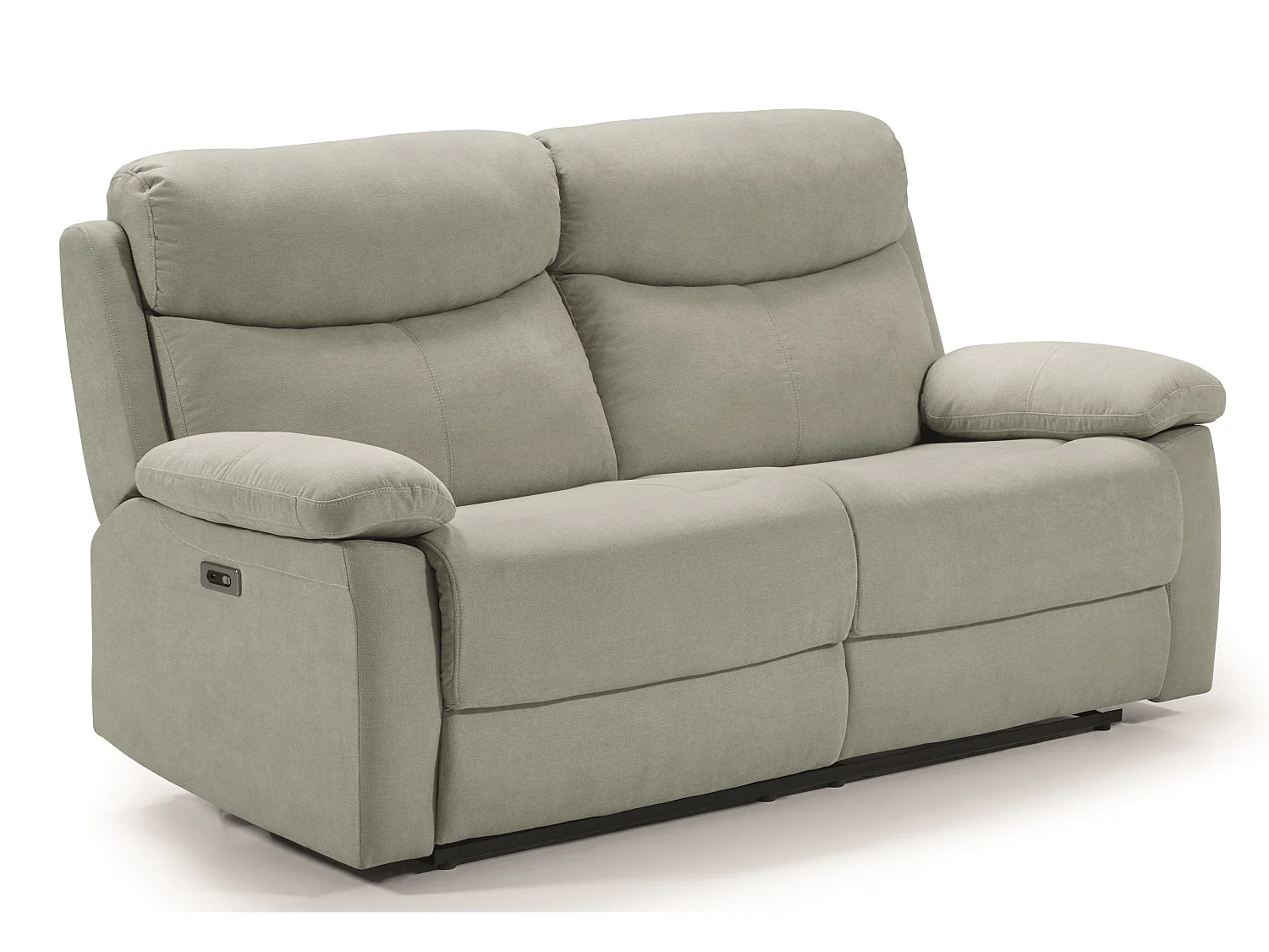 Sofá reclinable de tela Kosta-Gris claro-Sillón reclinable eléctrico de 3 plazas