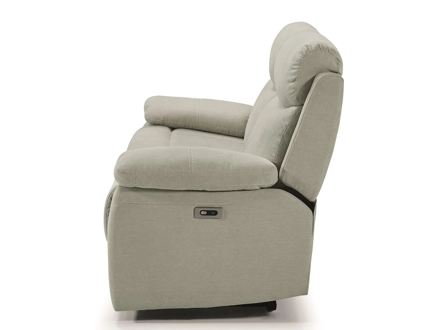 Sofá reclinable de tela Kosta-Gris claro-Sillón reclinable eléctrico de 3 plazas