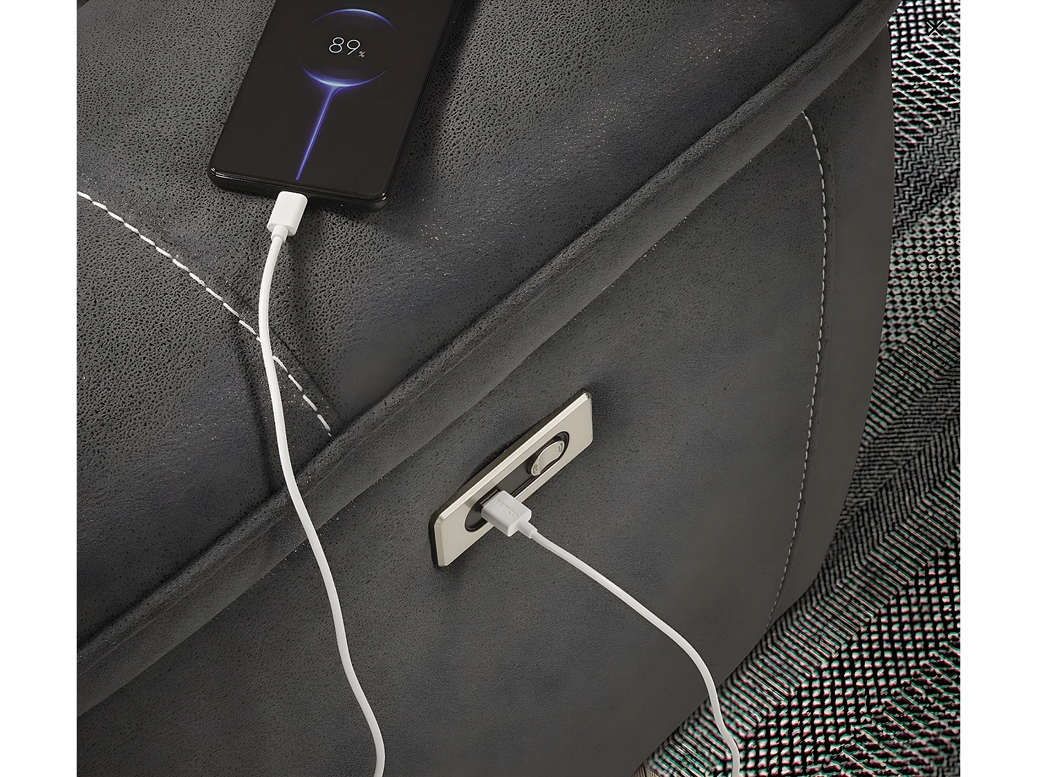 Canapé de relaxation électrique en microfibre Kleman-Couleur Gris foncé-4 places relax électrique