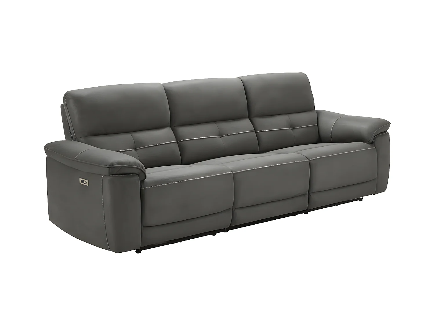 Kleman microvezel elektrische relaxbank-Kleur Donkergrijs-Aantal plaatsen) 4-zits elektrische relax