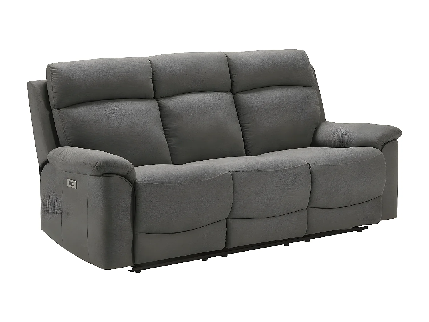 Canapé de relaxation en tissu Katika-Couleur Gris-Système Manuel-3 places