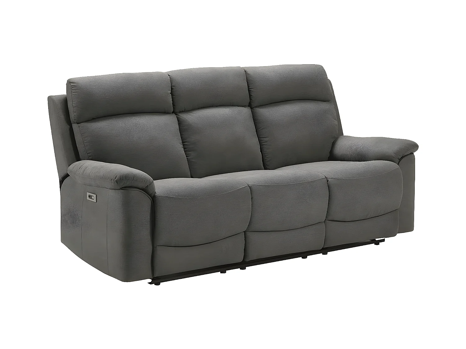 Canapé de relaxation en tissu Katika-Couleur Gris-Système Manuel-3 places