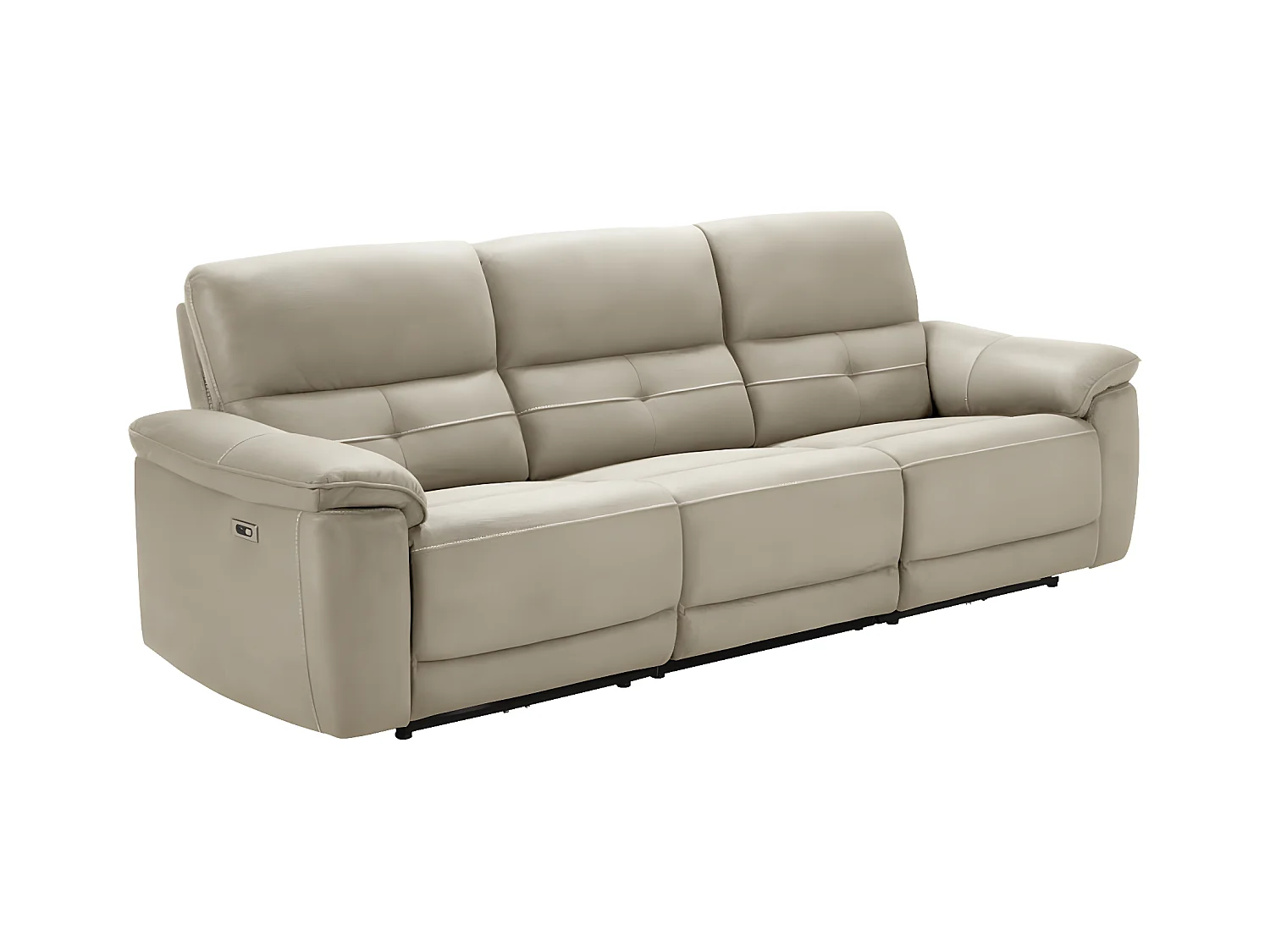 Canapé de relaxation électrique en microfibre Kleman-Couleur Beige-3 places relax électrique