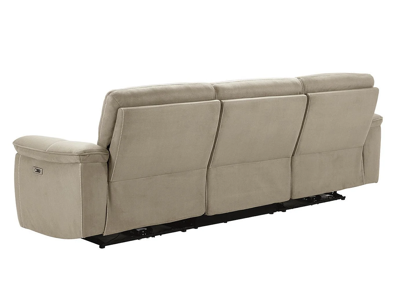 Canapé de relaxation électrique en microfibre Kleman-Couleur Beige-3 places relax électrique