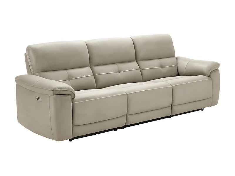 Canapé de relaxation électrique en microfibre Kleman-Couleur Beige-3 places relax électrique