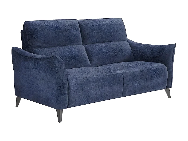 Canapé de relaxation électrique tissu chenillé doux et moelleux Bakay-Couleur Bleu foncé-2 places fixe