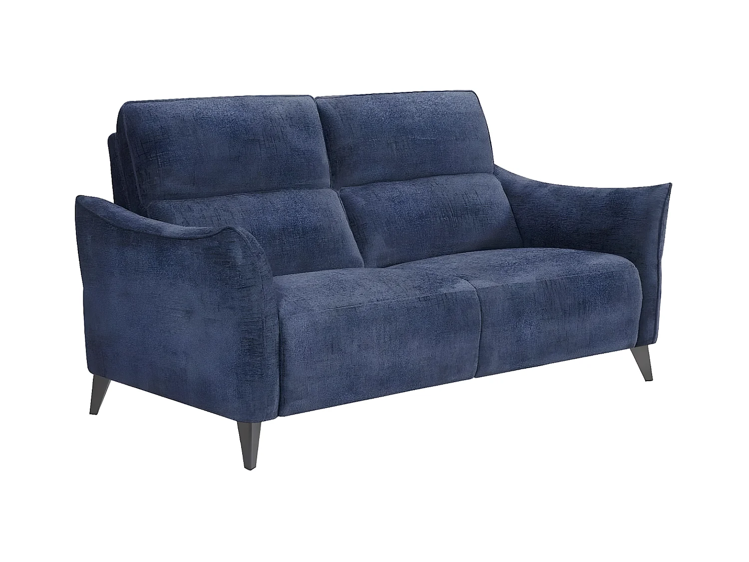 Canapé de relaxation électrique tissu chenillé doux et moelleux Bakay-Couleur Bleu foncé-2 places fixe