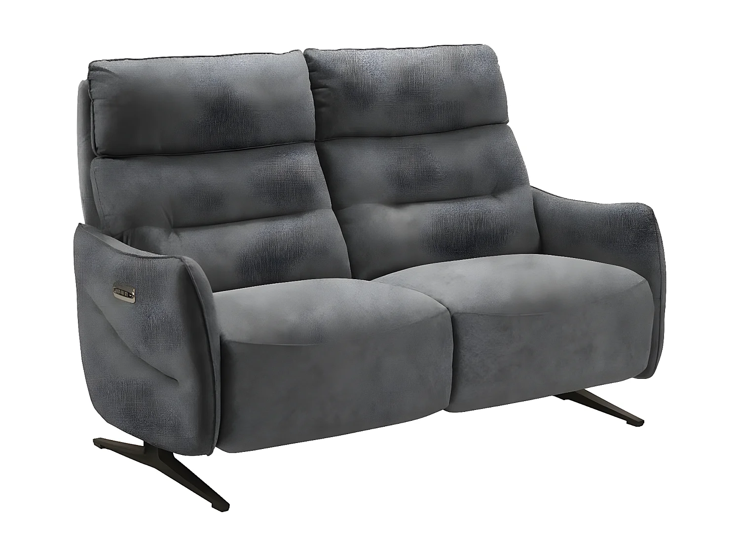 Canapé de relaxation en microfibre Kondonia-Couleur Gris-Système Fixe - sans relax-2 places