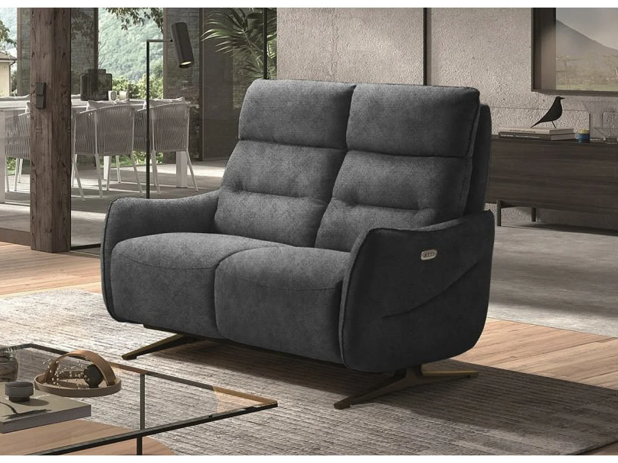 Sofá reclinable de microfibra Kondonia-Gris-Sistema Fijo - sin relajante-2 plazas