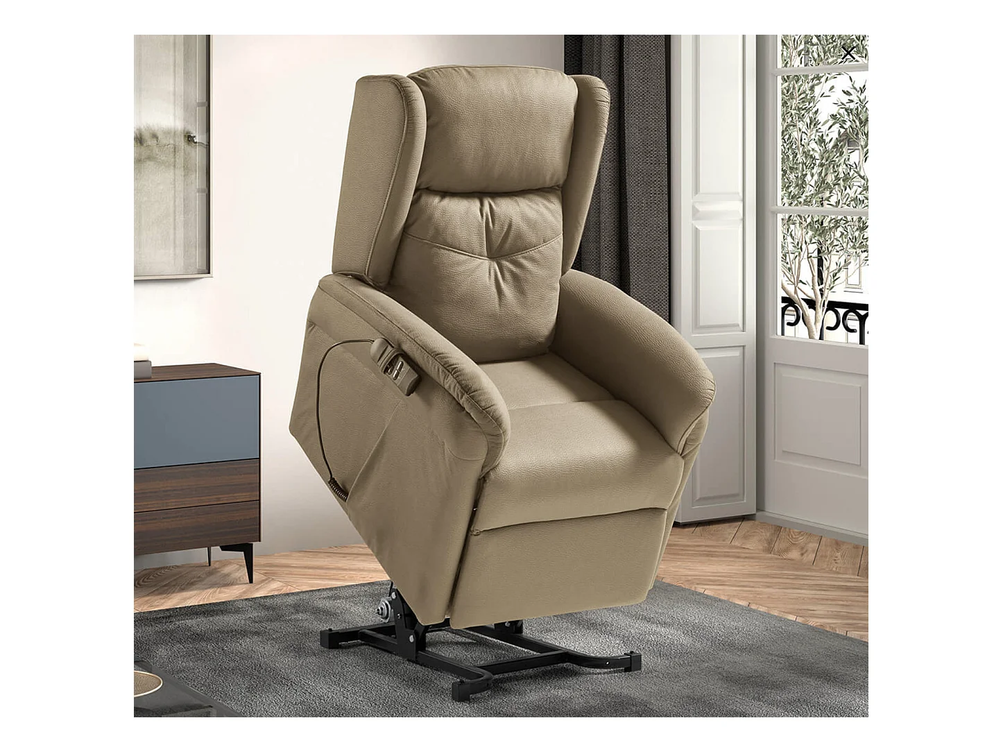 Karola elektrische relaxfauteuil met 2 stoffen motoren-Kleur Beige
