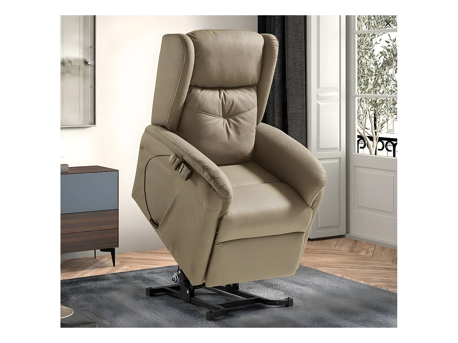 Karola elektrische relaxfauteuil met 2 stoffen motoren-Kleur Beige