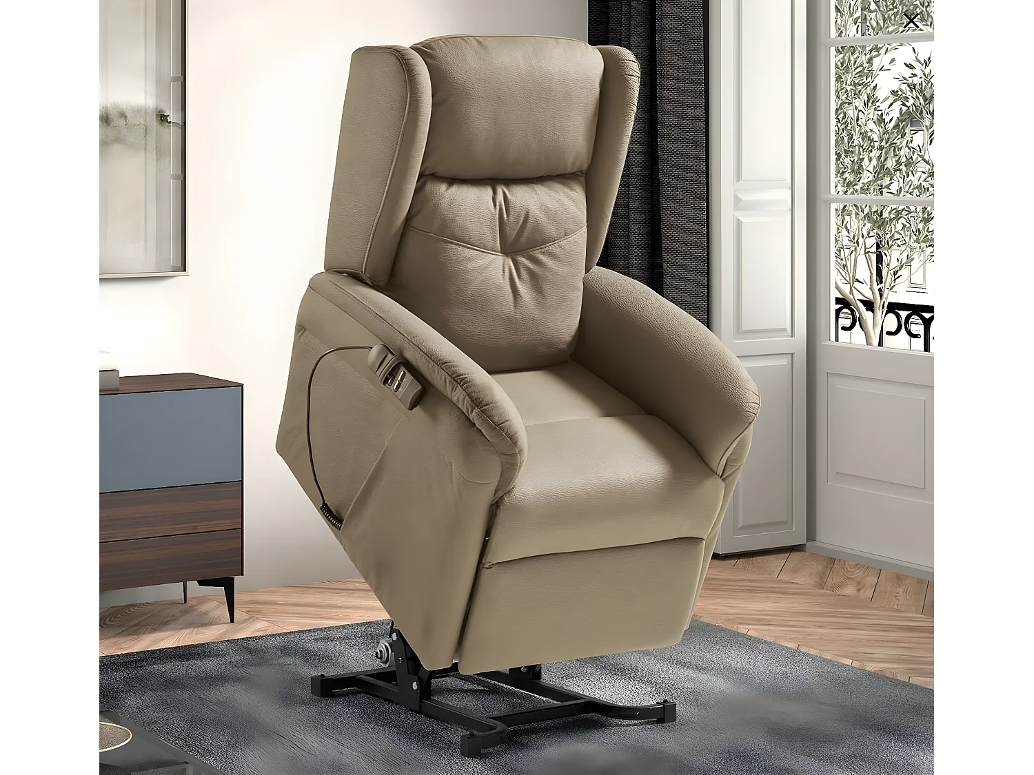 Karola elektrische relaxfauteuil met 2 stoffen motoren-Kleur Beige