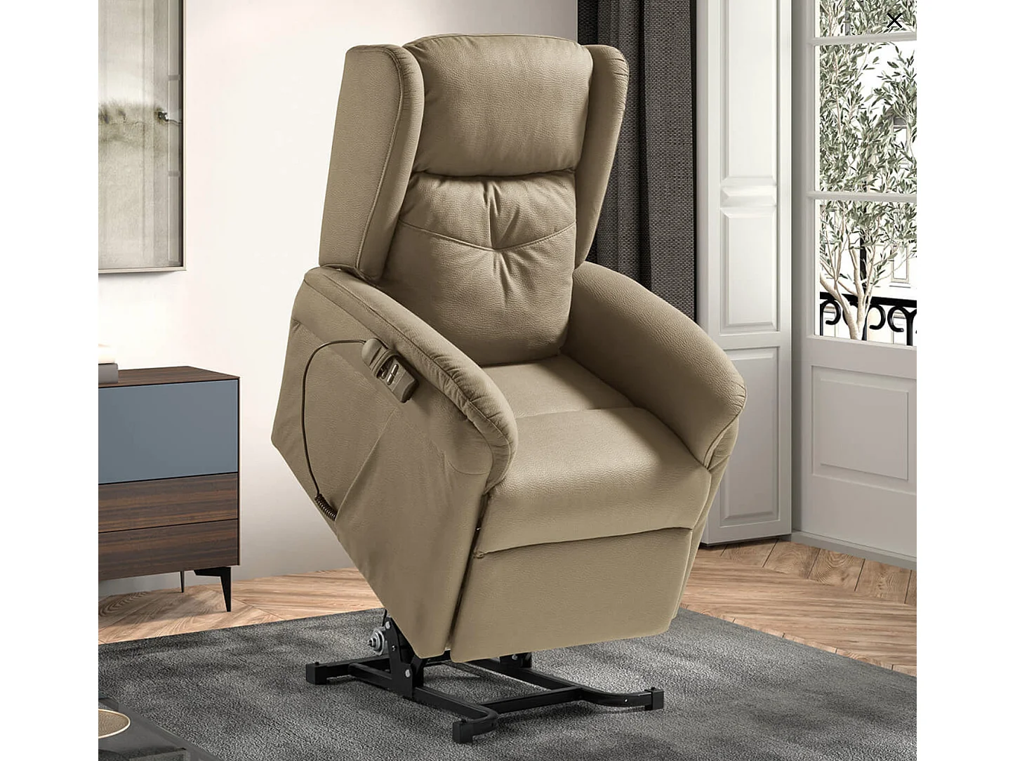 Fauteuil relevable de relaxation électrique 2 moteurs tissu Karola-Couleur Beige