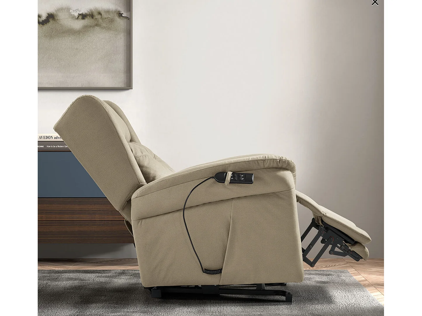 Fauteuil relevable de relaxation électrique 2 moteurs tissu Karola-Couleur Beige