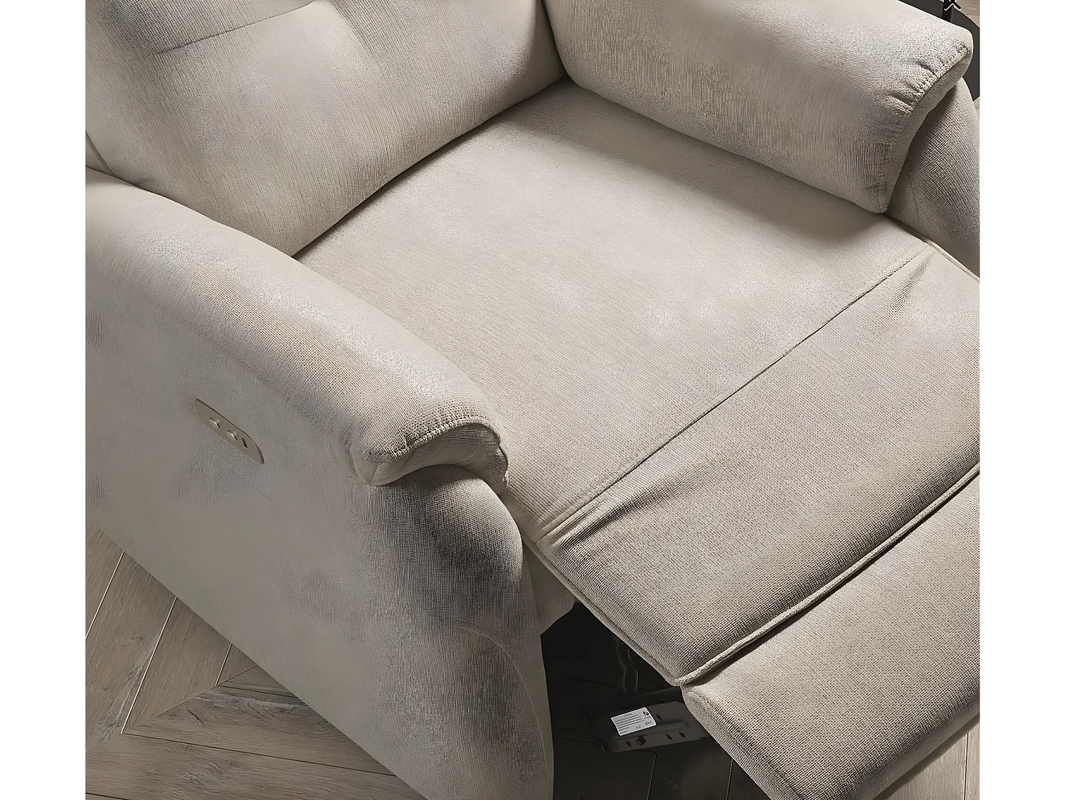 Fauteuil de relaxation électrique tissu Klona-Couleur Beige clair