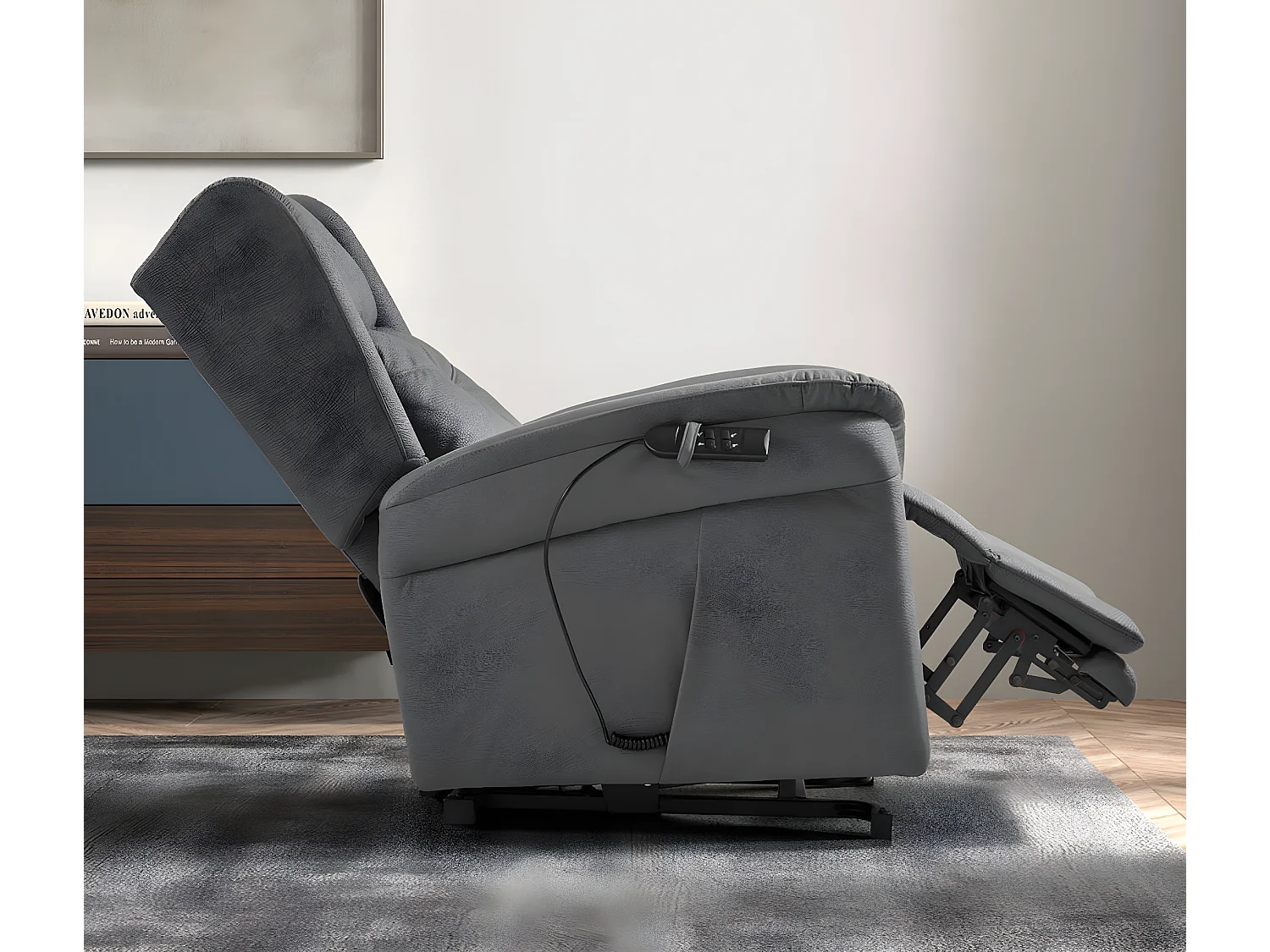 Fauteuil de relaxation et releveur électrique 2 moteurs tissu Kalone-Couleur Gris foncé