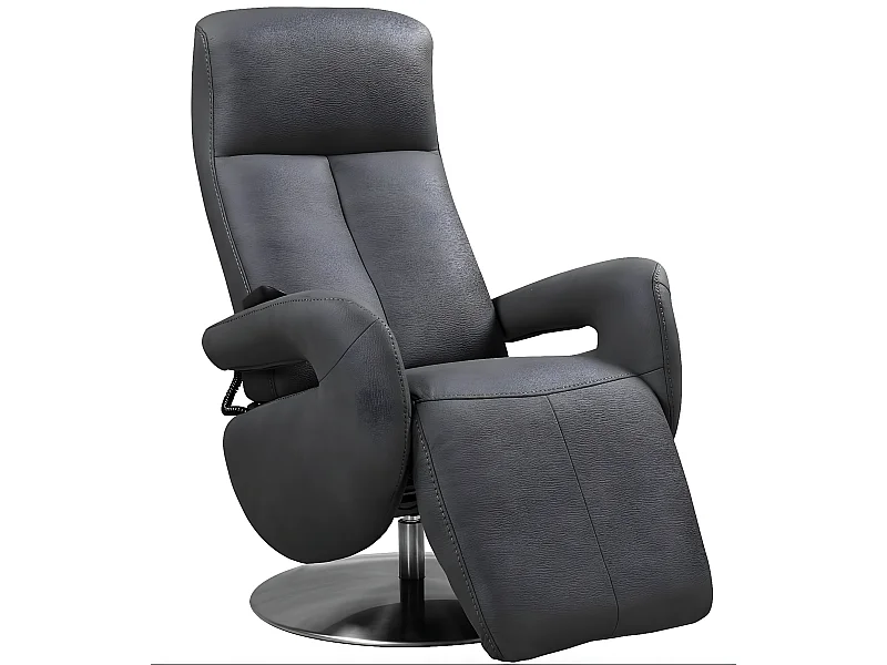 Fauteuil de relaxation électrique 2 moteurs en nubuck avec têtière réglable Balbo-Couleur Gris foncé