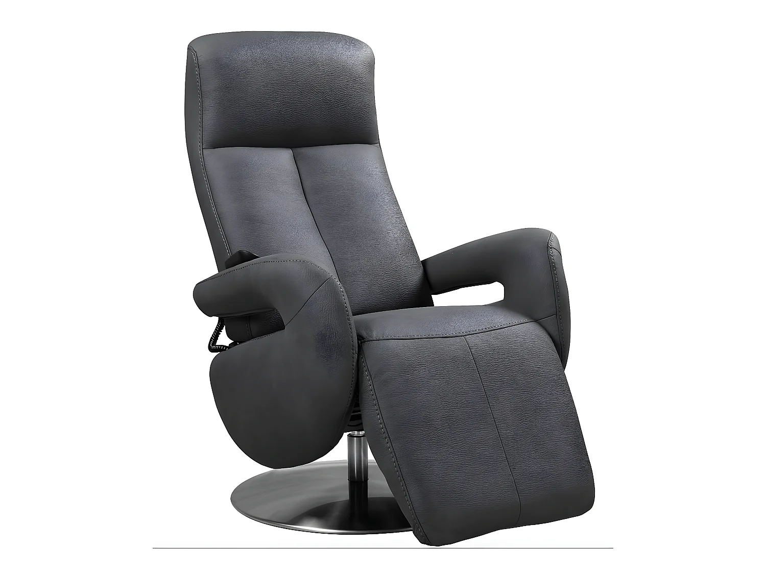 Fauteuil de relaxation électrique 2 moteurs en nubuck avec têtière réglable Balbo-Couleur Gris foncé