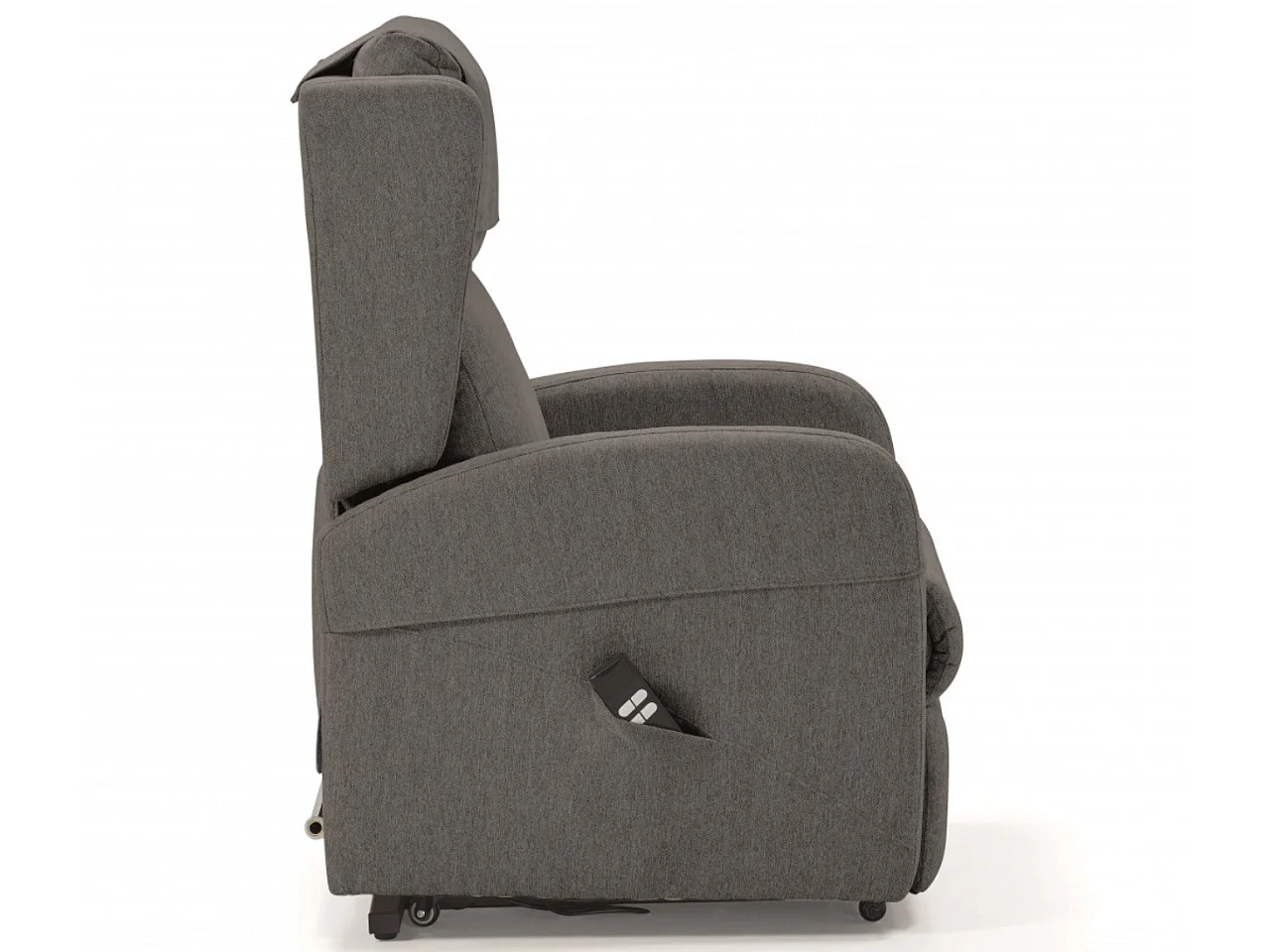 Fauteuil sur roulettes de relaxation et releveur électrique 2 moteurs tissu Vikola-Couleur Gris foncé