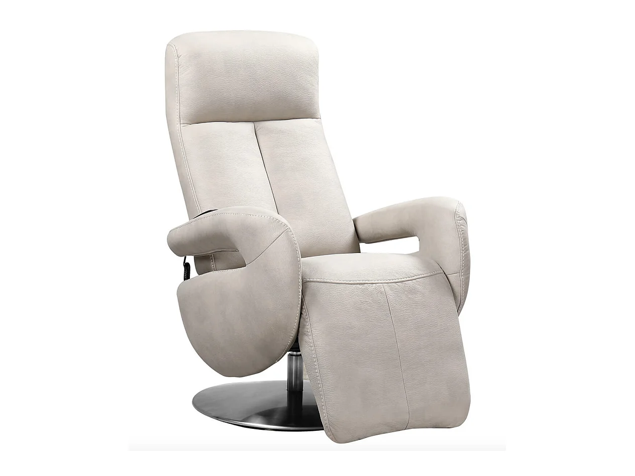 Fauteuil de relaxation électrique 2 moteurs en nubuck avec têtière réglable Balbo-Couleur Beige