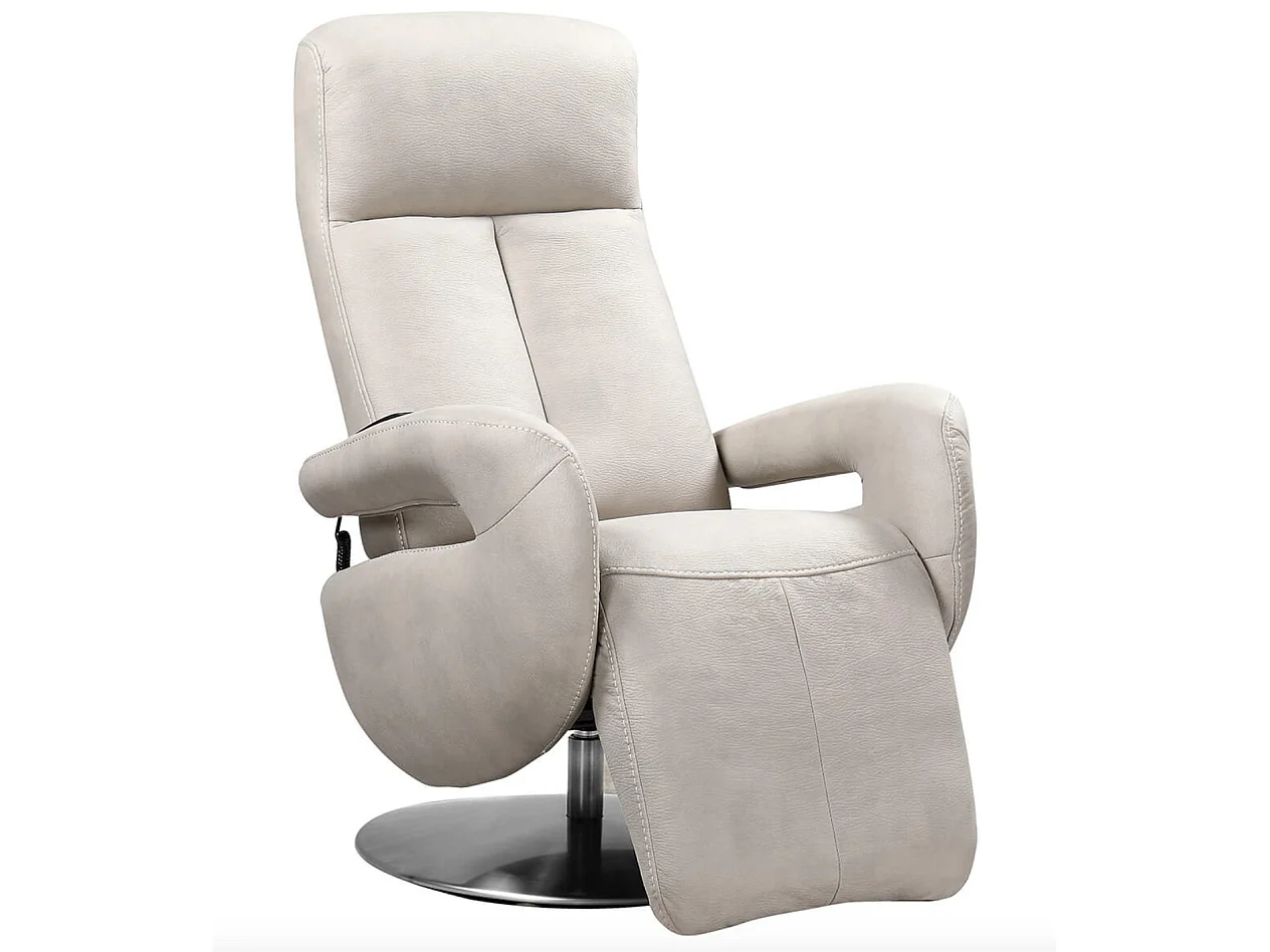 Fauteuil de relaxation électrique 2 moteurs en nubuck avec têtière réglable Balbo-Couleur Beige