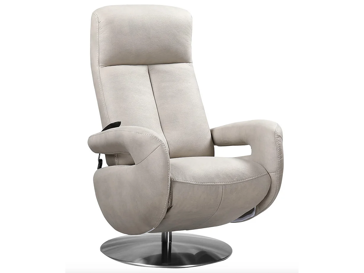 Fauteuil de relaxation électrique 2 moteurs en nubuck avec têtière réglable Balbo-Couleur Beige