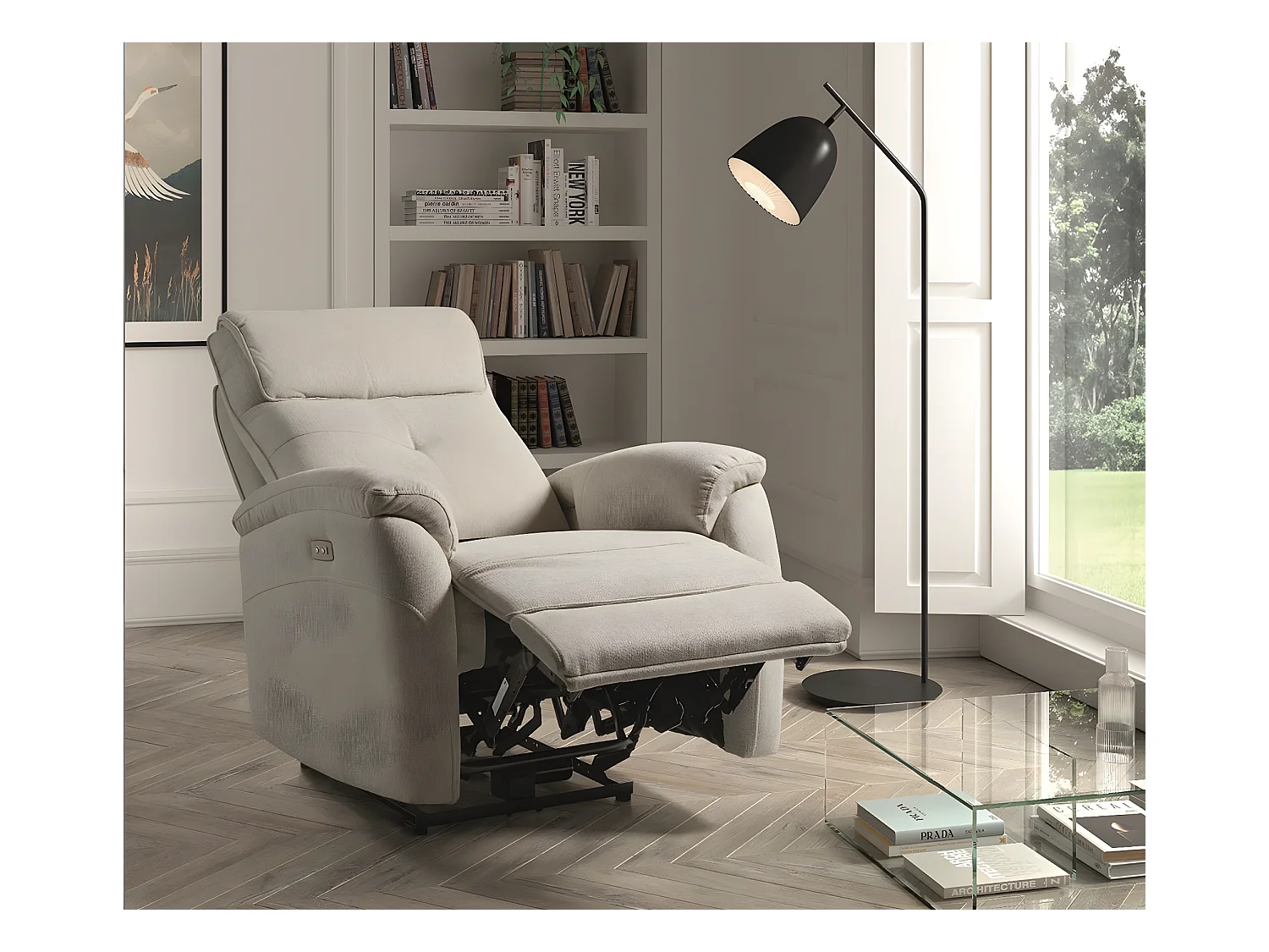 Klona stoffen elektrische relaxfauteuil-Kleur Donkergrijs