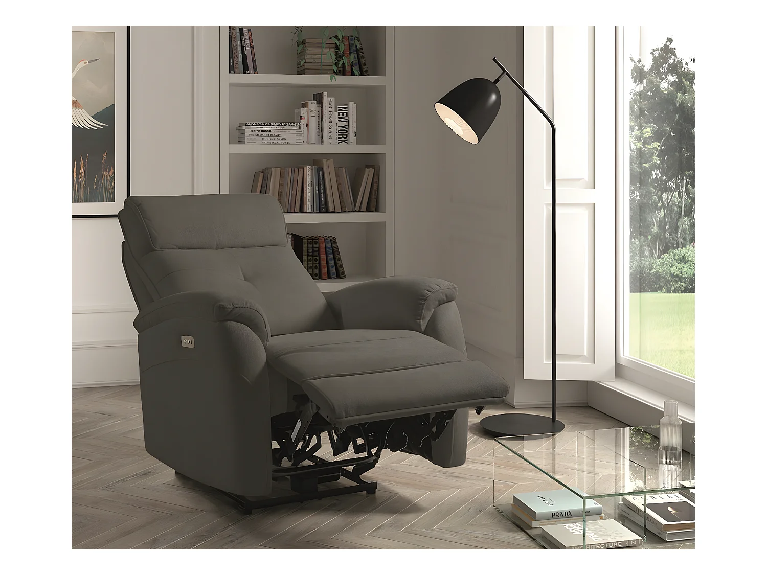 Klona stoffen elektrische relaxfauteuil-Kleur Donkergrijs