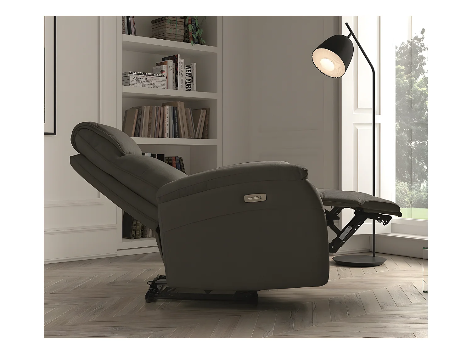Klona stoffen elektrische relaxfauteuil-Kleur Donkergrijs