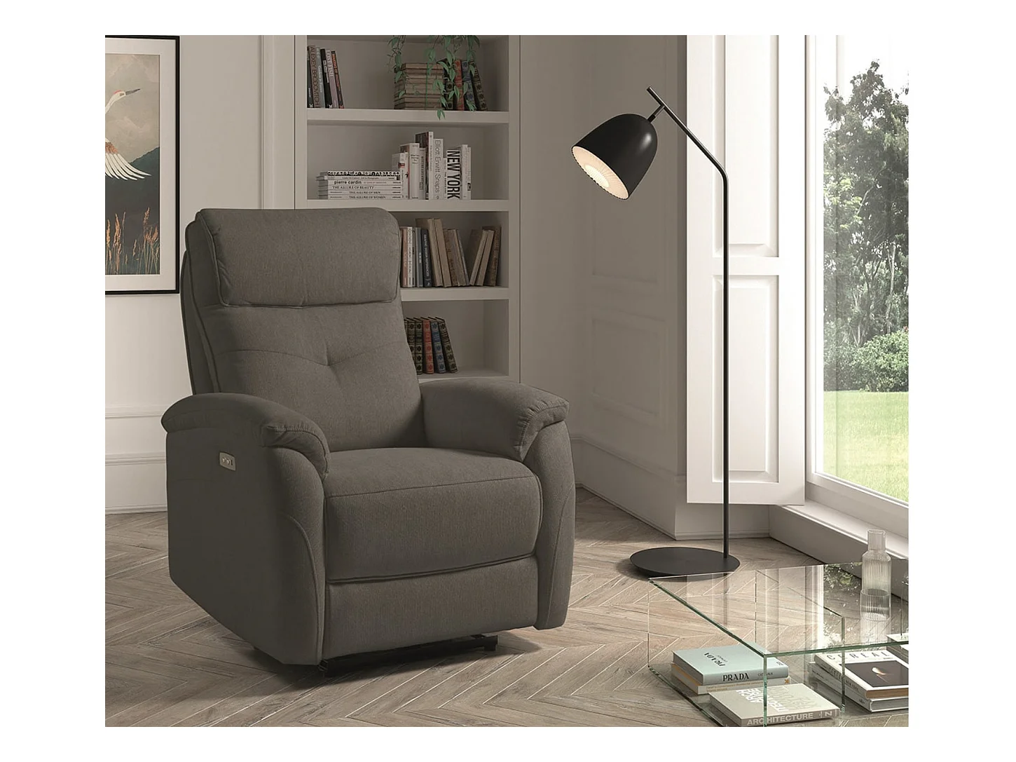 Klona stoffen elektrische relaxfauteuil-Kleur Donkergrijs