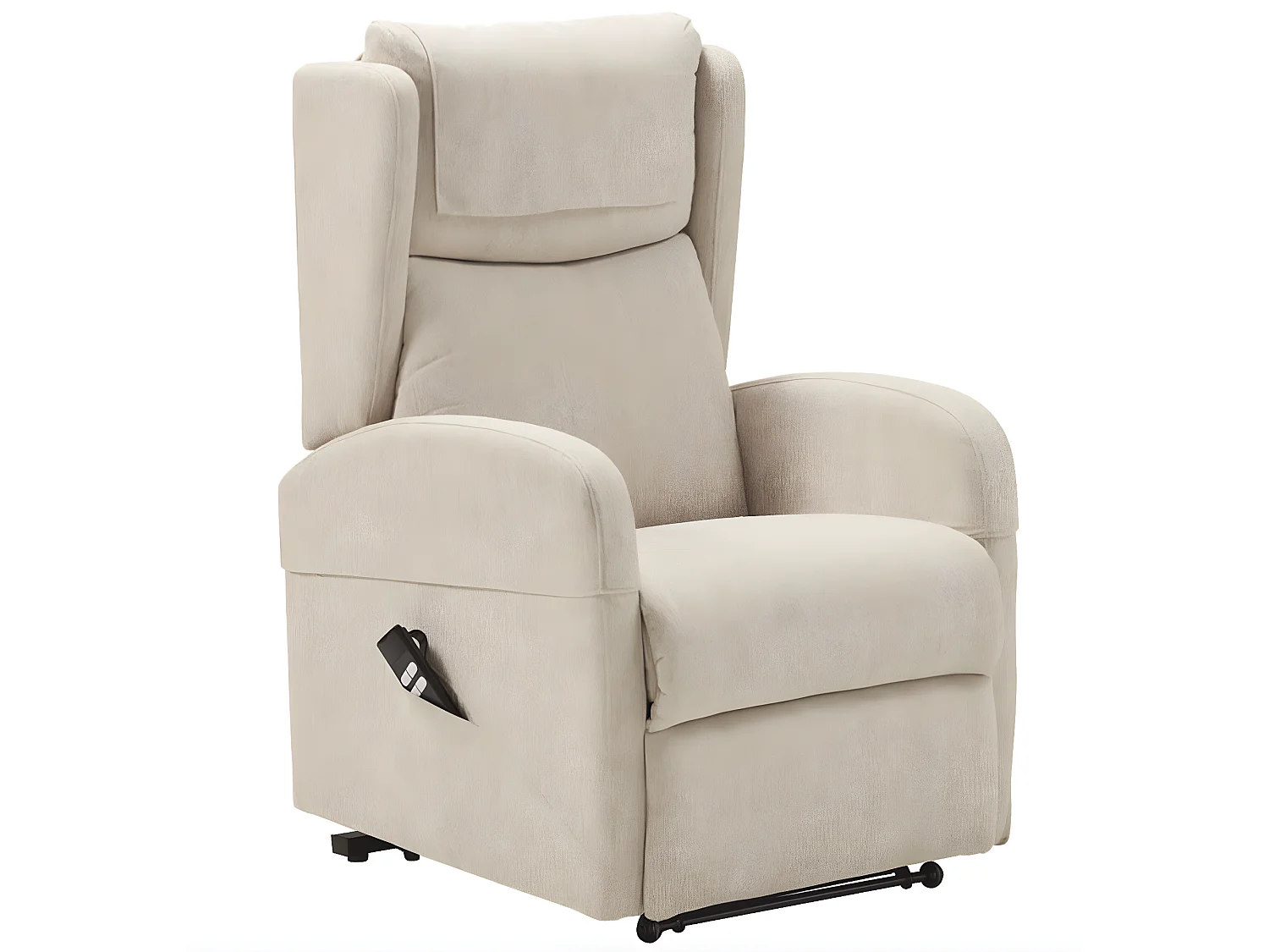 Fauteuil sur roulettes de relaxation et releveur électrique 2 moteurs tissu Vikola-Couleur Beige clair